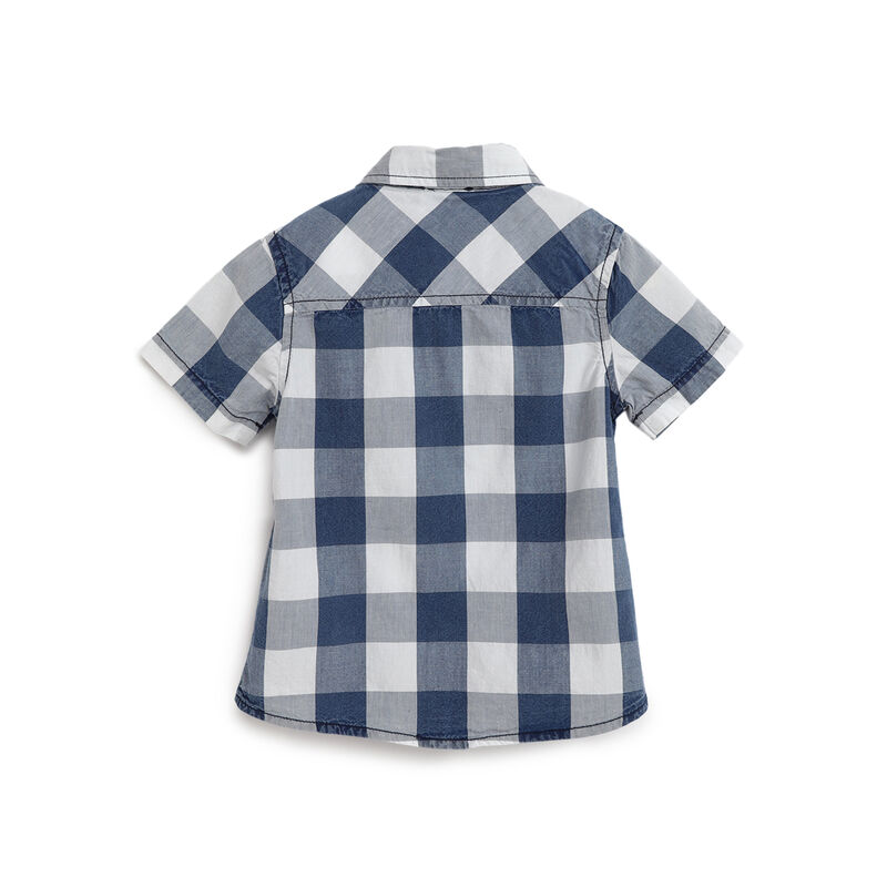 Boys Light Blue Checkered Short Sleeve Shirt image number null
